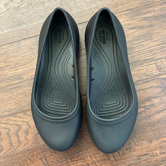 Crocs Black Classic Ballet Slip On Flats Comfort Womens Size 9 - Picture 3 of 9